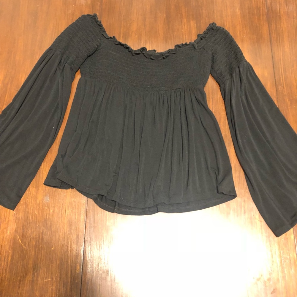 Black off the shoulder shirt